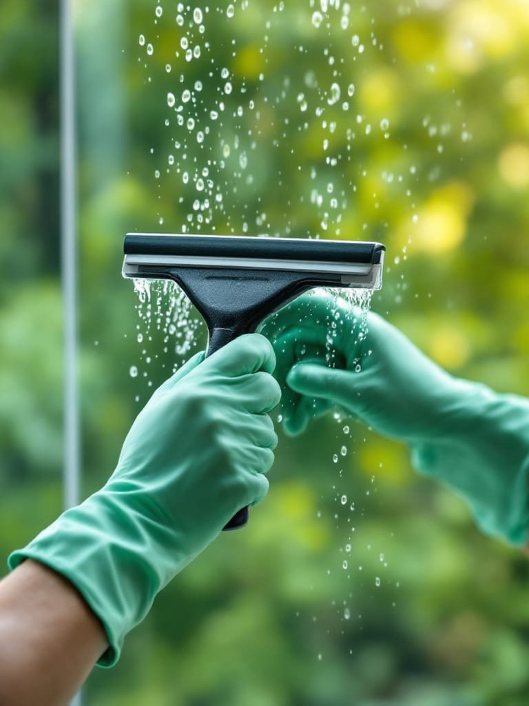 Fensterreinigung mit Abzieher